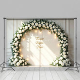 Aperturee - Aperturee White Floral Circular Arch Lights Wedding Backdrop